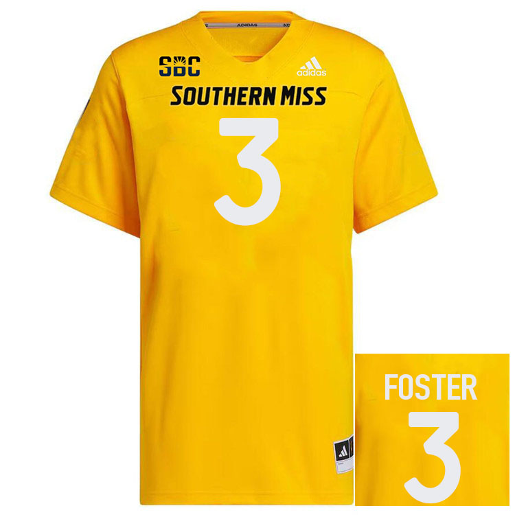 Southern Miss Golden Eagles #3 Ian Foster Football Jersey Stitched-Gold